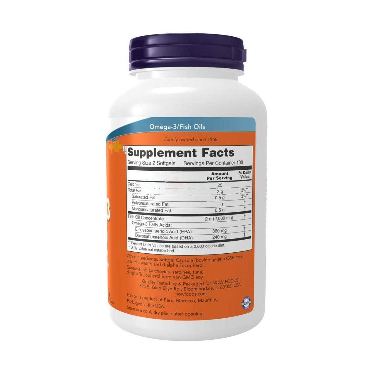 NOW Foods Supplements, Omega-3 180 EPA / 120 DHA, Molecularly Distilled, Cardiovascular Support*, 200 Softgels