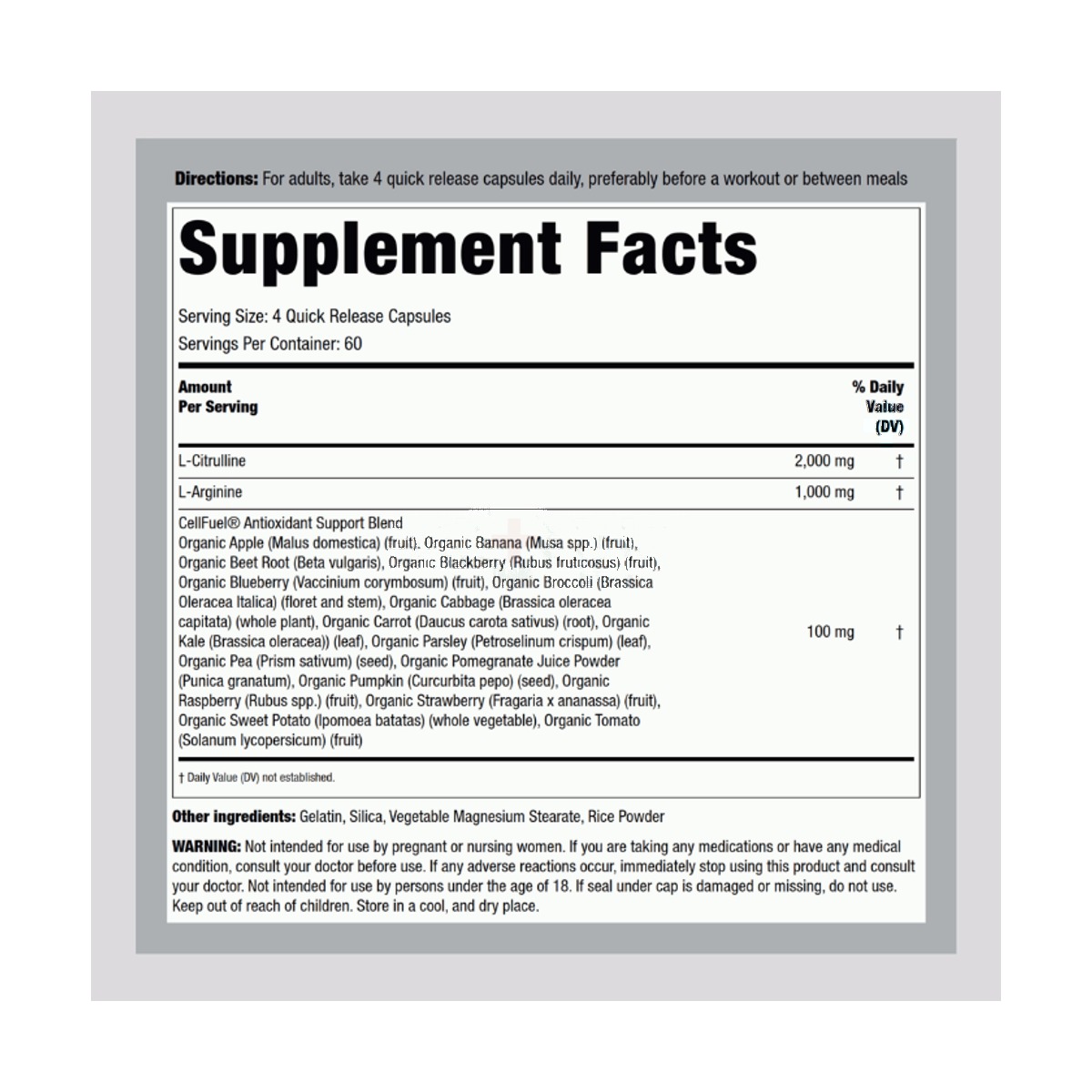 Fitness Labs Nitric Oxide Max, 240 Capsules