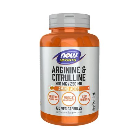 NOW Sports Nutrition, Arginine & Citrulline 500 mg 250 mg, Amino Acids, 120 Veg Capsules