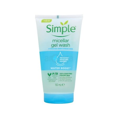 Simple Water Boost Micellar Facial Gel Wash for Hydrated Dewy-Fresh Skin 150ml (official)