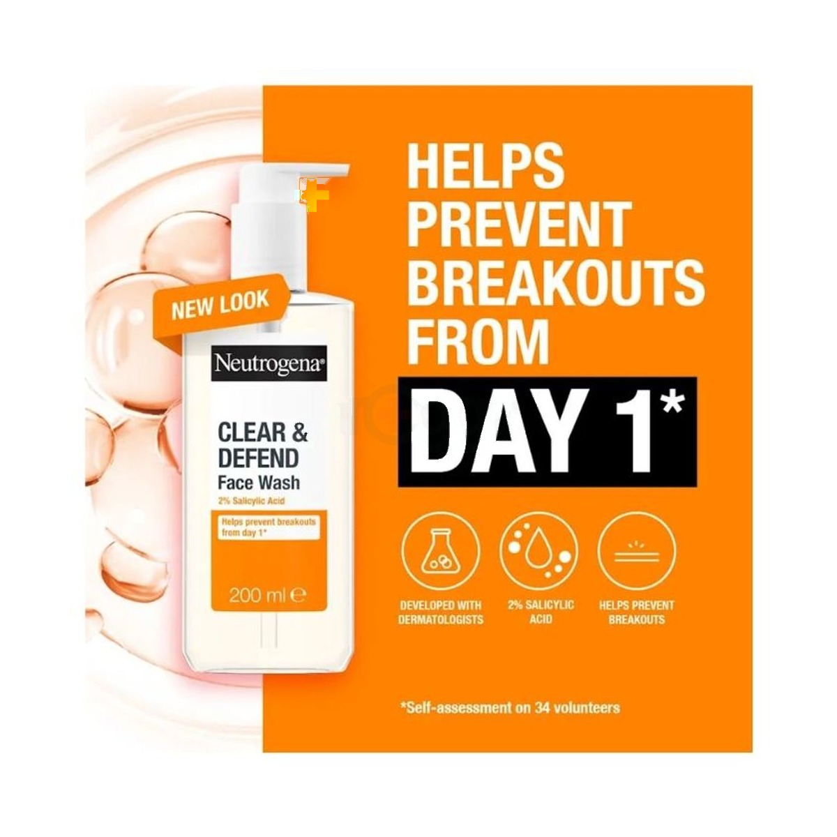 Neutrogena Clear & Defend 2% Salicylic Acid Oil Free Face Wash for Spot Prone Skin 200ml