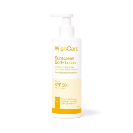 WishCare Sunscreen Body Lotion SPF 50 PA+++ with Niacinamide, Ceramide Carrot Seed and Raspberry 200ml