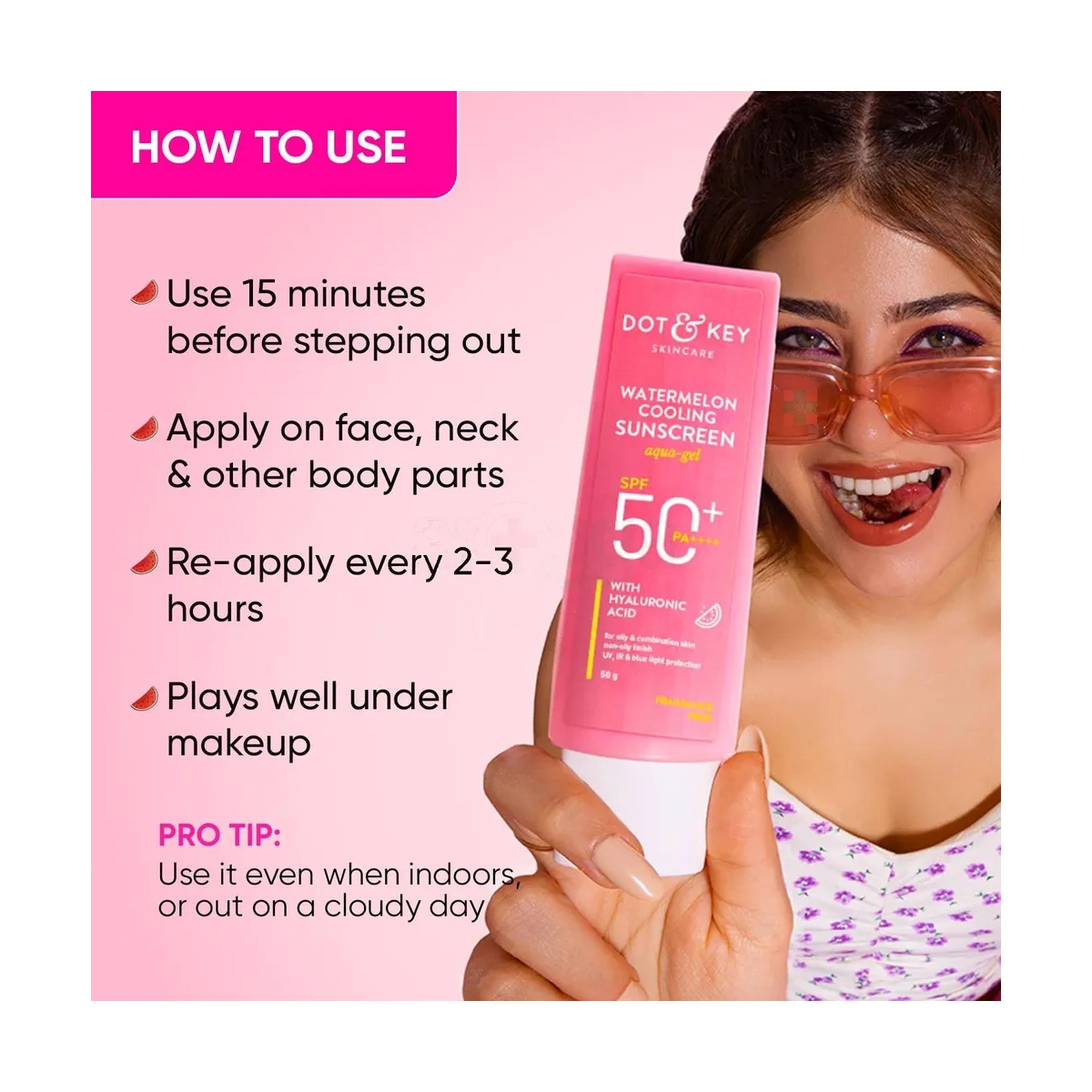 Dot & Key Watermelon Cooling Sunscreen SPF 50+ PA++++ with Hyaluronic Acid 80g