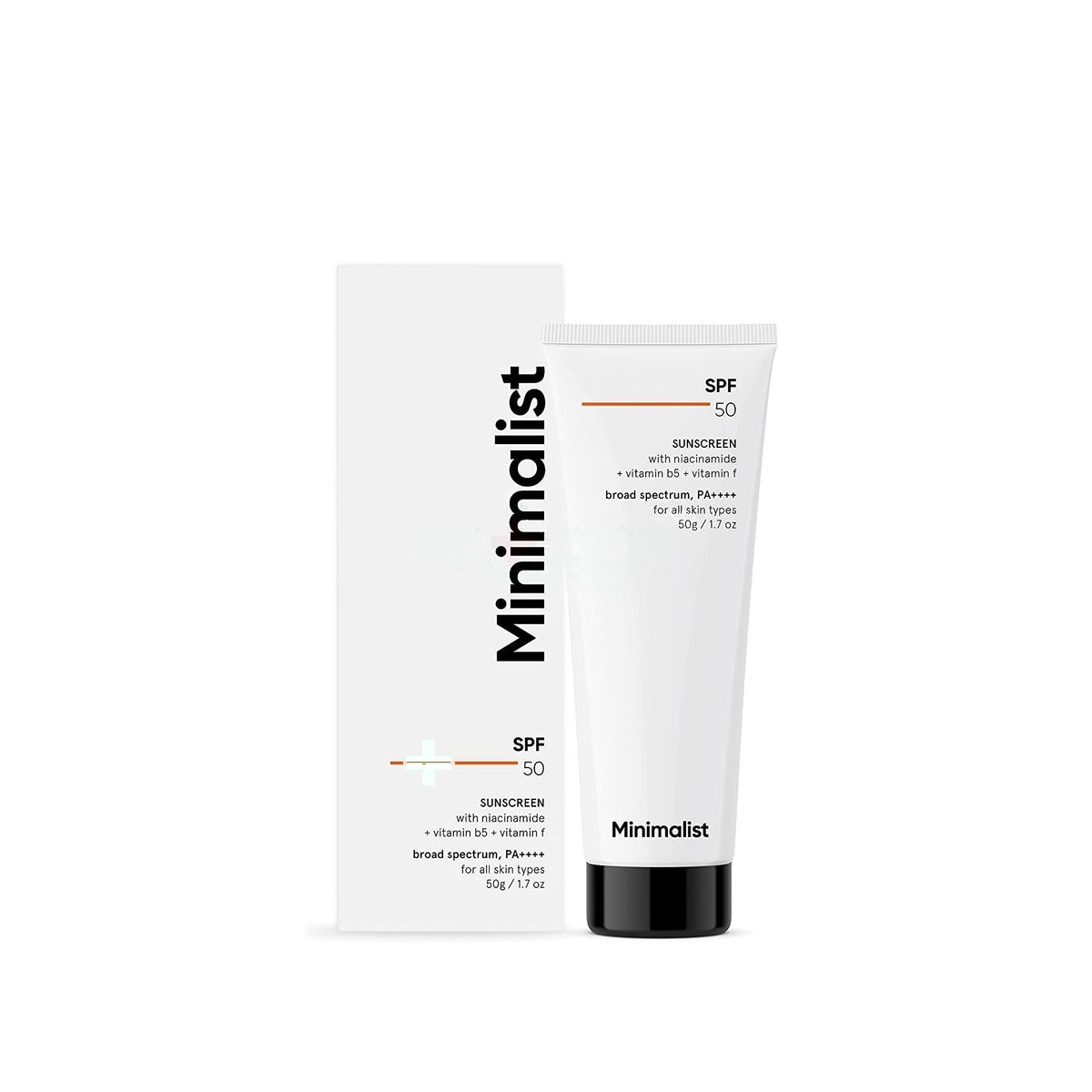 Minimalist SPF 50 Sunscreen with Niacinamide + Vitamin B5+ Vitamin F for All Skin Types 50gm