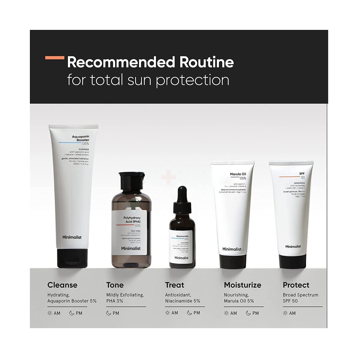 Minimalist SPF 50 Sunscreen with Niacinamide + Vitamin B5+ Vitamin F for All Skin Types 50gm