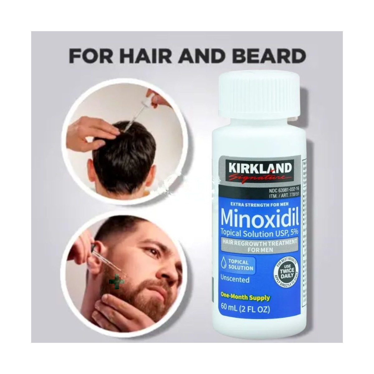 Kirkland 5% Minoxidil Extra Strength Hair Loss & Hair Regrowth Treatment for Men 60ml
