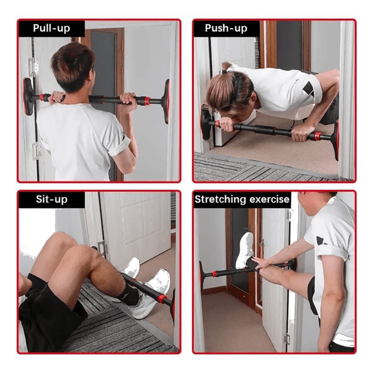 Door Pull Up Bar (60-90Cm)- Chin Up Bar, Push Up Bar, Abdominal Training Door Bar, Adjustable Length