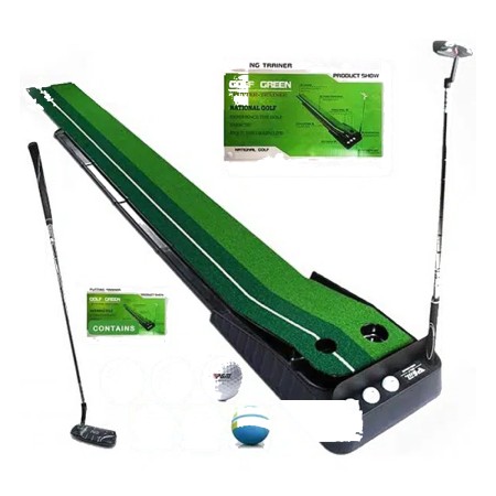 Golf Green Putting Mat Automatic Ball Return with 2 pcs Ball & 1 pcs Bat – Full Set