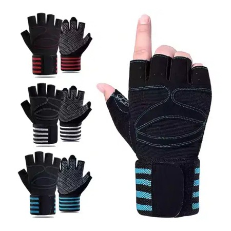 Gym Fitness Weight Lifting Body Building Training Sports Exercise Sport Workout Gloves with Built-in Wrist Wraps for Men and Women