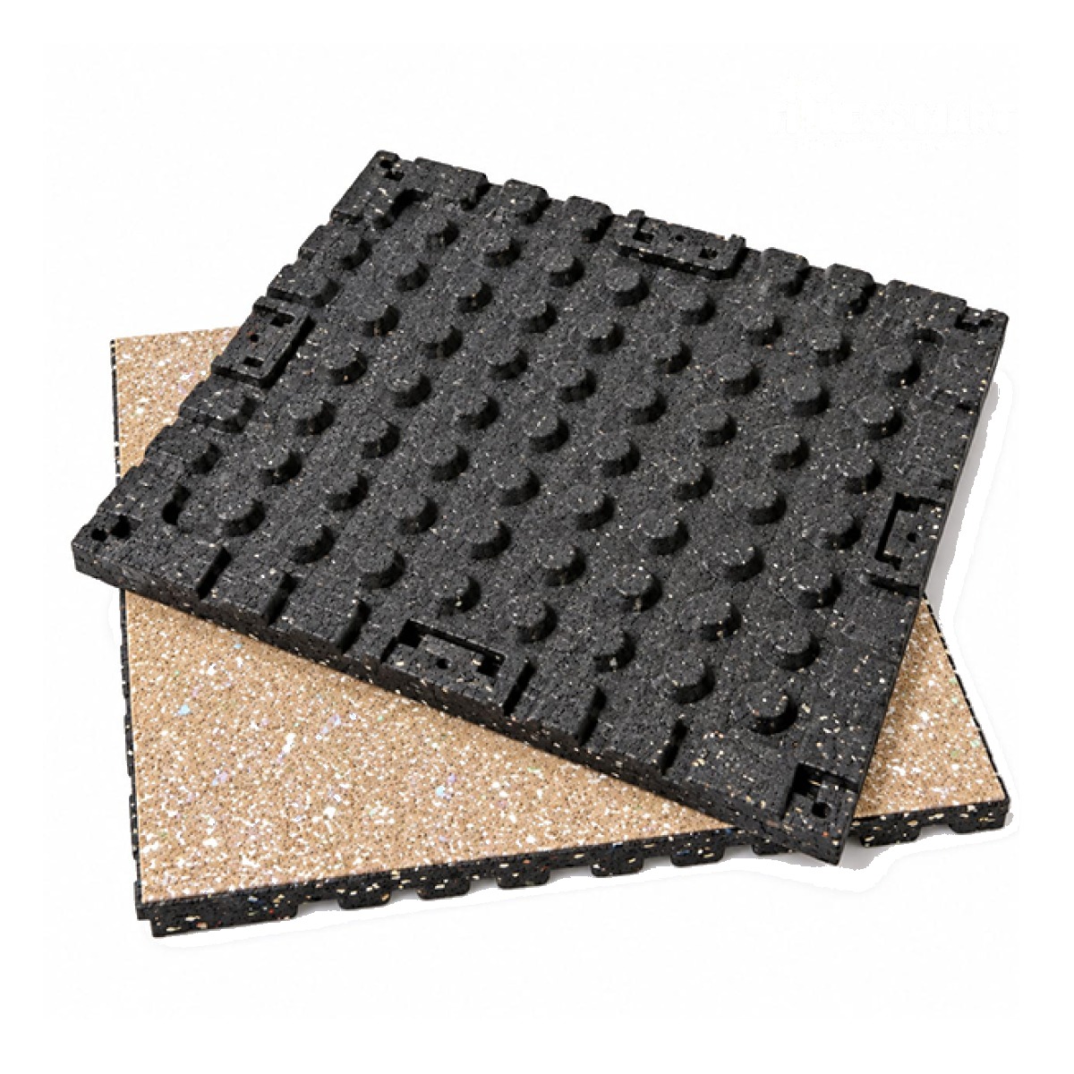 Interlocking rubber gym floor mat, 22mm, 20 by 20 inches