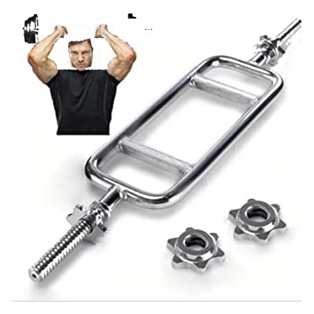 Marcy Threaded Solid Chrome Triceps Bar for Weightlifting and Bodybuilding