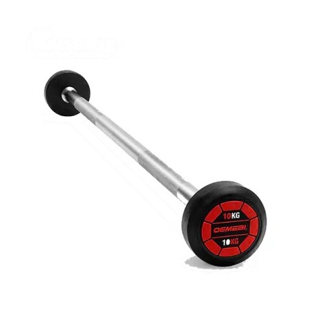OEMMEBI Rubber Black & Red Round Straight Barbell