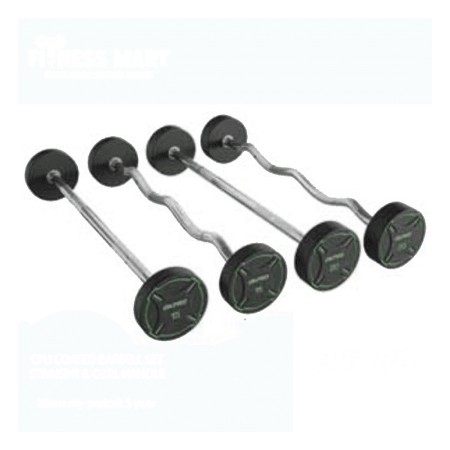 Okpro CPU Coated Barbell Set Straight & Curl Handel