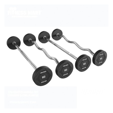 Okpro CPU Coated Barbell Set Straight & Curl Handel Full Set-200Kg