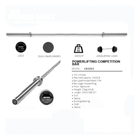 Okpro Cross Fitness Weightlifting Barbell Weight Lifting Bar 7 Feet