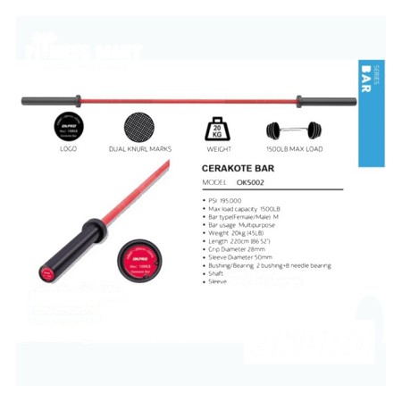Okpro Gym Equipment Fitness 20kg Cerakote Weight Barbell Bar
