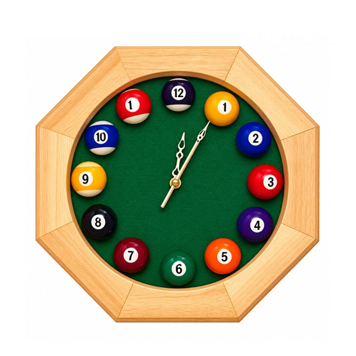 Premium Wooden Billiard Ball Wall Clock – 12 Ball Design