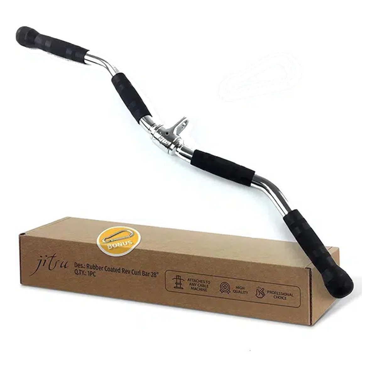 Pro Gym Black Handle Attachments Pull Rope Cable Exercise Triceps Bar Exercise