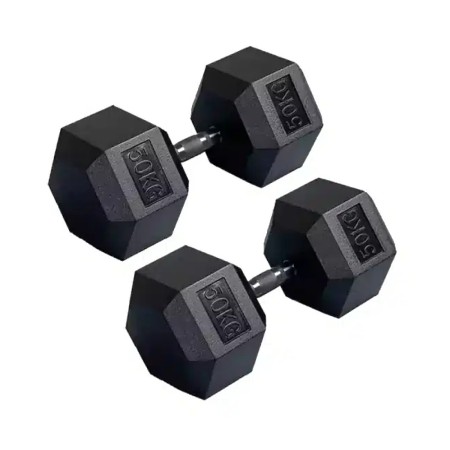 Professional Comfortable No Slip Coating Hex Dumbbell 50Kg-1 Pair
