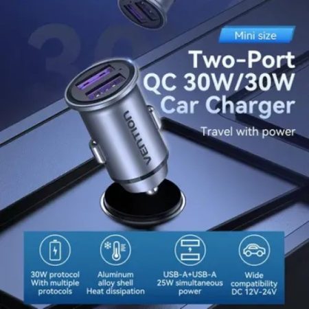 Vention FFEH0 Dual USB 30W Car Charger