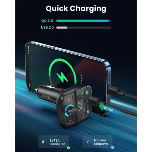 Ugreen CD229 Bluetooth FM Transmitter Car Charger Adapter #80910