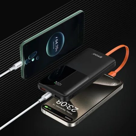 BWOO BO-P60 10000mAh 22.5W Power Bank With Built-in Type-C and Lightning Cable