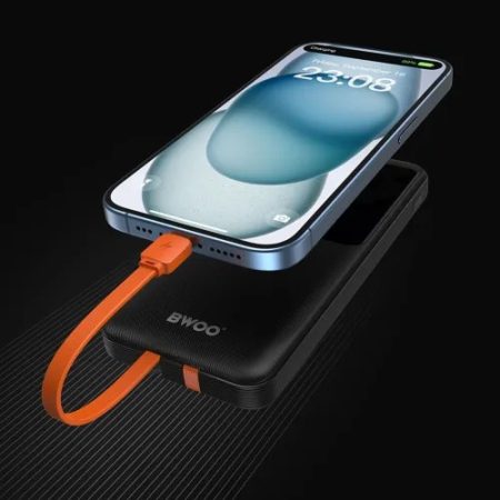 BWOO BO-P60 10000mAh 22.5W Power Bank With Built-in Type-C and Lightning Cable