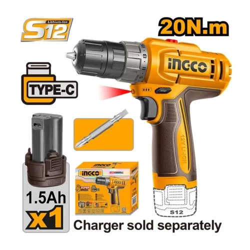 INGCO CDLI122061 20Nm Cordless Drill Machine