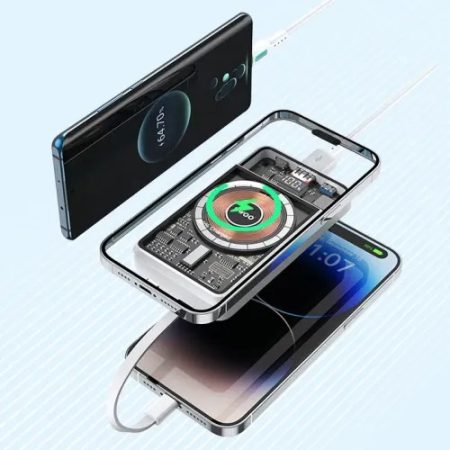 BWOO BO-P49 10000mAh Magnetic Wireless Power Bank With Built-in Type-C & Lightning Cable