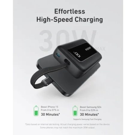 Anker Zolo 10000mAh 30W Power Bank with Built-in Type-C Cable