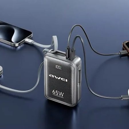 Awei MH818 20000mAh 65W Power Bank with Dual Cable
