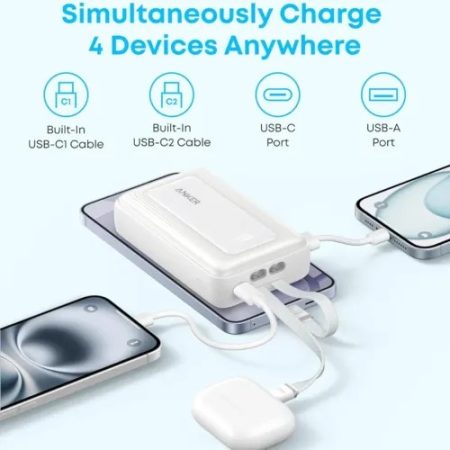 Anker Zolo 20000mAh 45W Power Bank with Dual Built-in Type-C Cable