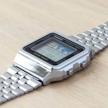 Casio A500WA-1DF Vintage World Time Chain Digital Watch