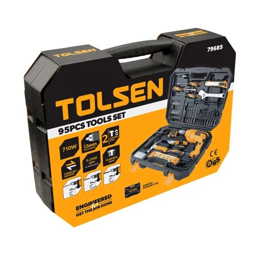 Tolsen 79685 13mm 710W Hammer Drill With 95 Pcs Tool Set
