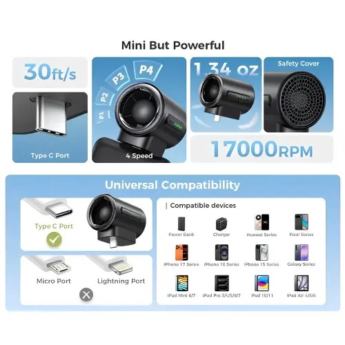 Aecooly PK01 F1 Air Mate Mini Type-C Fan